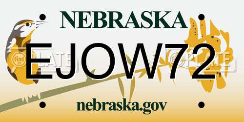EJOW72 Nebraska License Plate