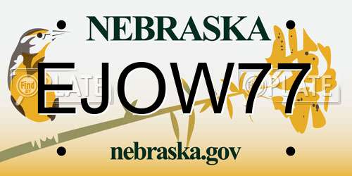 EJOW77 Nebraska License Plate