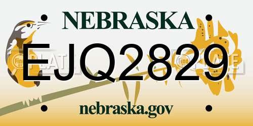 EJQ2829 Nebraska License Plate