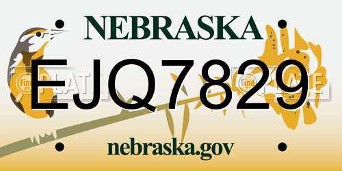 EJQ7829 Nebraska License Plate