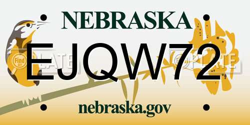 EJQW72 Nebraska License Plate