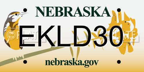 EKLD30 Nebraska License Plate
