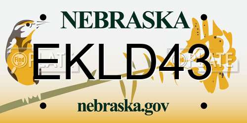 EKLD43 Nebraska License Plate