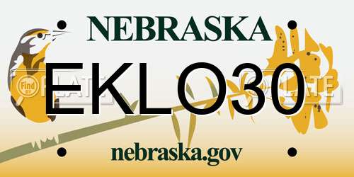 EKLO30 Nebraska License Plate