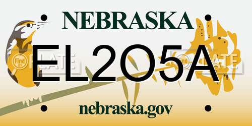 EL2O5A Nebraska License Plate