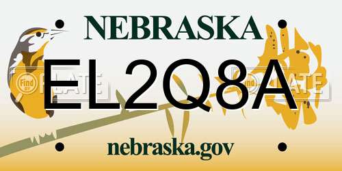 EL2Q8A Nebraska License Plate