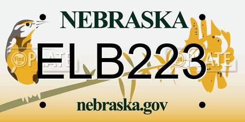 ELB223 Nebraska License Plate
