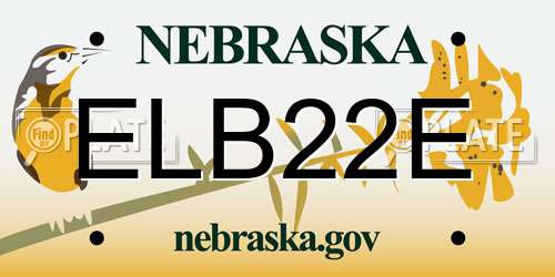 ELB22E Nebraska License Plate