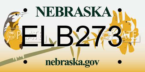 ELB273 Nebraska License Plate