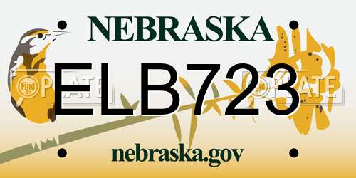ELB723 Nebraska License Plate