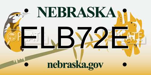 ELB72E Nebraska License Plate