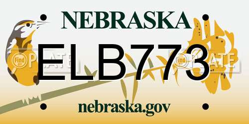 ELB773 Nebraska License Plate