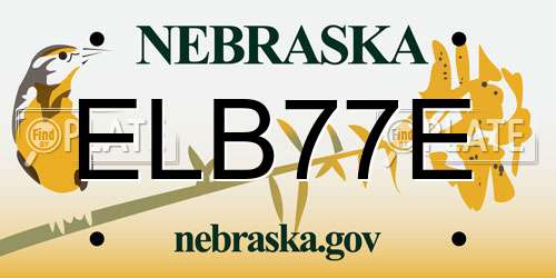 ELB77E Nebraska License Plate