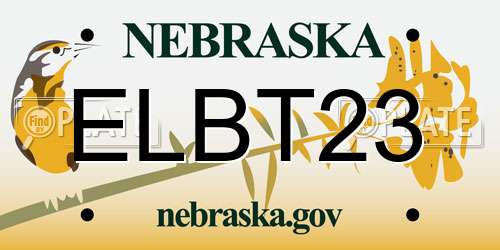ELBT23 Nebraska License Plate