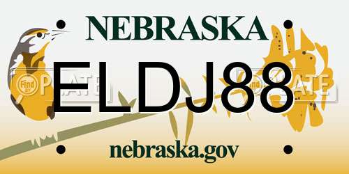 ELDJ88 Nebraska License Plate