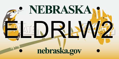 ELDRLW2 Nebraska License Plate