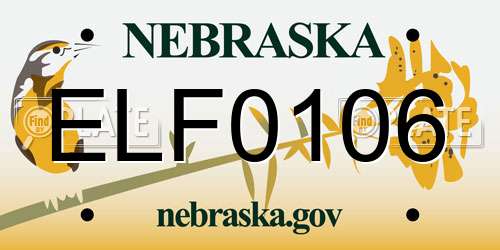 ELF0106 Nebraska License Plate
