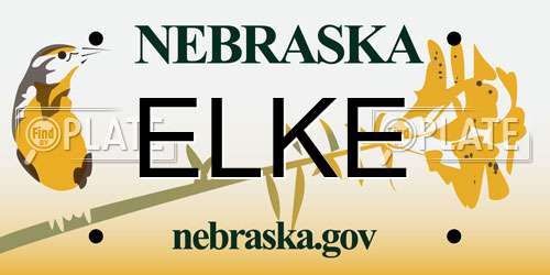 ELKE Nebraska License Plate
