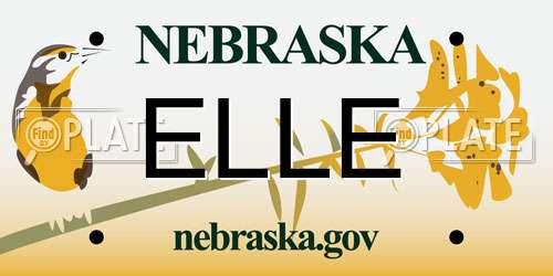 ELLE Nebraska License Plate
