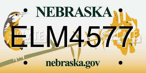 ELM4577 Nebraska License Plate