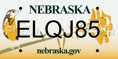 ELQJ85 Nebraska License Plate