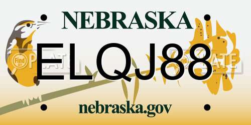 ELQJ88 Nebraska License Plate