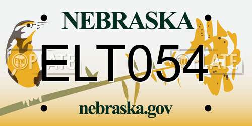 ELT054 Nebraska License Plate