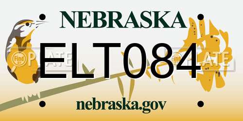 ELT084 Nebraska License Plate