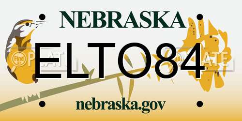 ELTO84 Nebraska License Plate