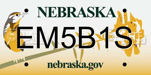 EM5B1S Nebraska License Plate