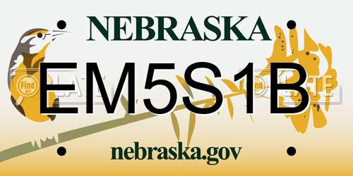 EM5S1B Nebraska License Plate