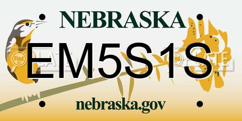 EM5S1S Nebraska License Plate