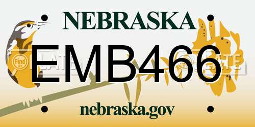 EMB466 Nebraska License Plate