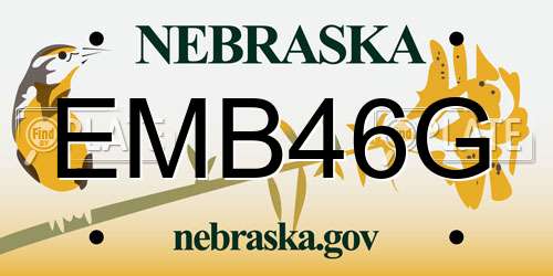 EMB46G Nebraska License Plate