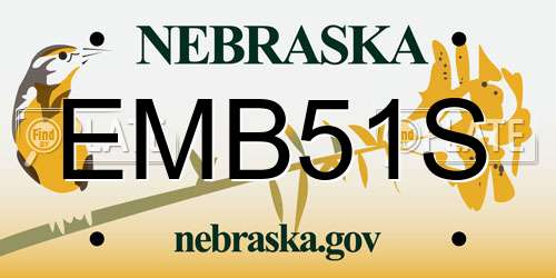 EMB51S Nebraska License Plate