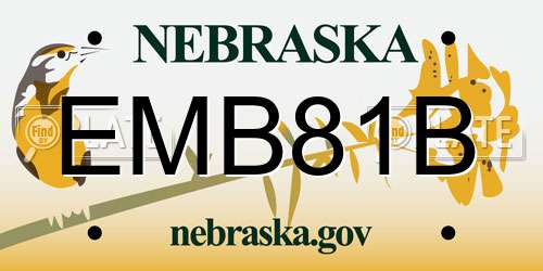 EMB81B Nebraska License Plate