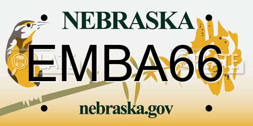 EMBA66 Nebraska License Plate
