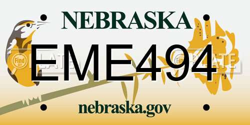 EME494 Nebraska License Plate