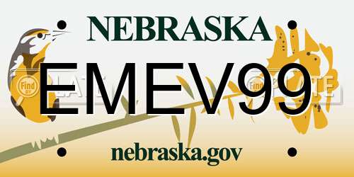 EMEV99 Nebraska License Plate