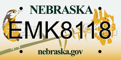 EMK8118 Nebraska License Plate
