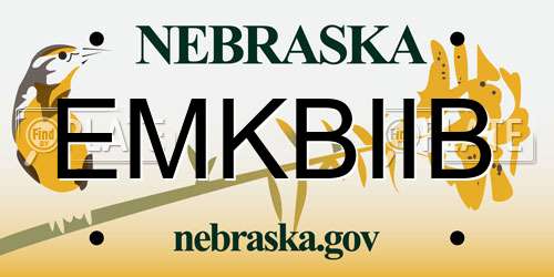 EMKBIIB Nebraska License Plate