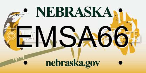 EMSA66 Nebraska License Plate
