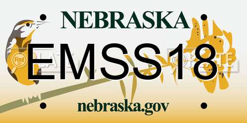 EMSS18 Nebraska License Plate