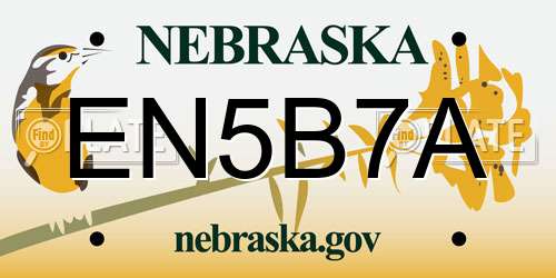 EN5B7A Nebraska License Plate