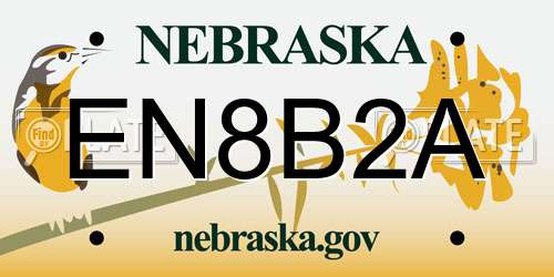 EN8B2A Nebraska License Plate