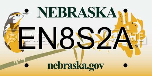 EN8S2A Nebraska License Plate