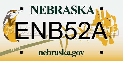 ENB52A Nebraska License Plate