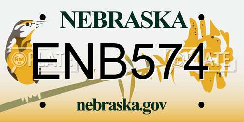 ENB574 Nebraska License Plate