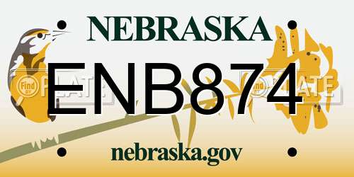 ENB874 Nebraska License Plate