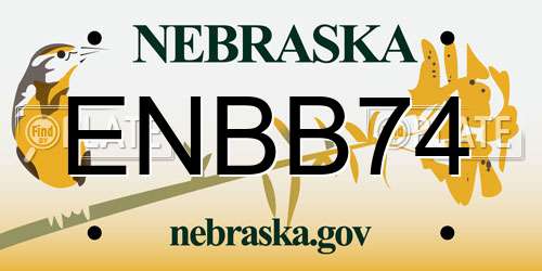 ENBB74 Nebraska License Plate